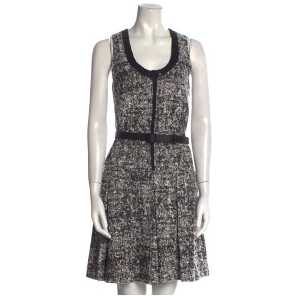 Proenza Schouler Dresses & Skirts - Proenza Schouler Black White Boucle Sleeveless Scoop Neck Belted Dress 8